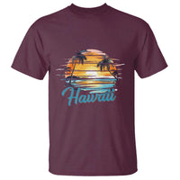 Retro Sunset Palm Tree Hawaii T Shirt Tropical Vacation Graphic