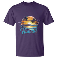 Retro Sunset Palm Tree Hawaii T Shirt Tropical Vacation Graphic
