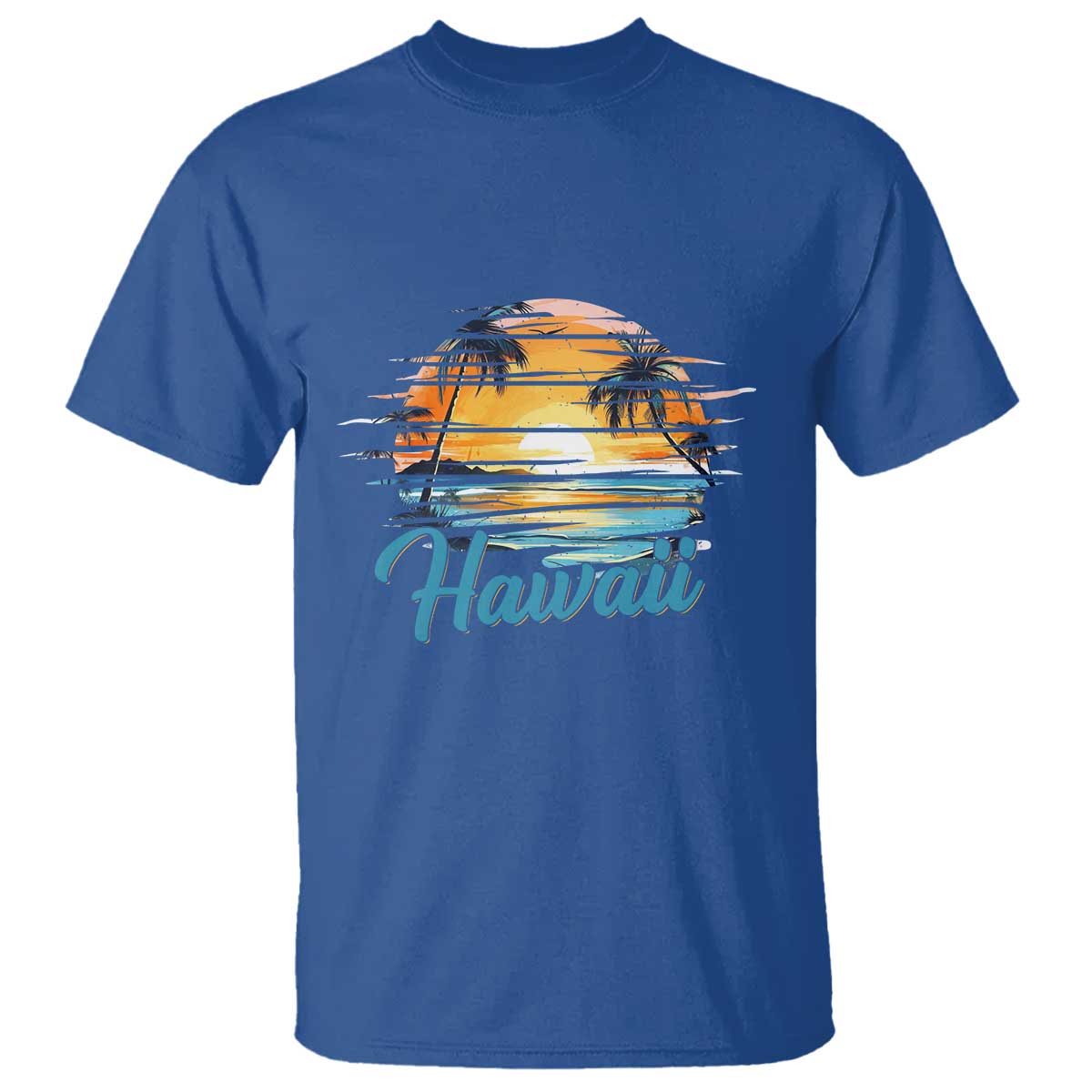 Retro Sunset Palm Tree Hawaii T Shirt Tropical Vacation Graphic