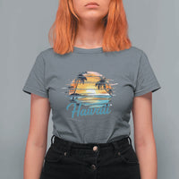 Retro Sunset Palm Tree Hawaii T Shirt For Women Tropical Vacation Graphic