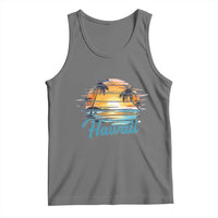 Retro Sunset Palm Tree Hawaii Tank Top Tropical Vacation Graphic