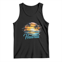 Retro Sunset Palm Tree Hawaii Tank Top Tropical Vacation Graphic