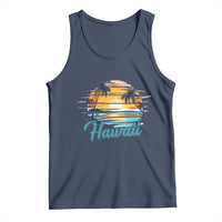 Retro Sunset Palm Tree Hawaii Tank Top Tropical Vacation Graphic