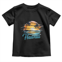 Retro Sunset Palm Tree Hawaii Toddler T Shirt Tropical Vacation Graphic