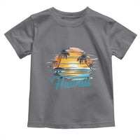 Retro Sunset Palm Tree Hawaii Toddler T Shirt Tropical Vacation Graphic