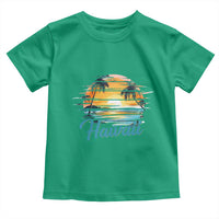 Retro Sunset Palm Tree Hawaii Toddler T Shirt Tropical Vacation Graphic