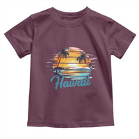 Retro Sunset Palm Tree Hawaii Toddler T Shirt Tropical Vacation Graphic
