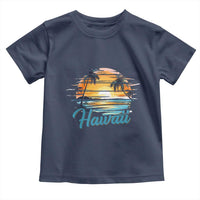 Retro Sunset Palm Tree Hawaii Toddler T Shirt Tropical Vacation Graphic