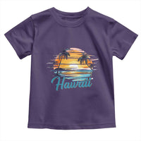 Retro Sunset Palm Tree Hawaii Toddler T Shirt Tropical Vacation Graphic