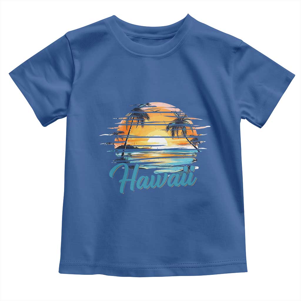 Retro Sunset Palm Tree Hawaii Toddler T Shirt Tropical Vacation Graphic