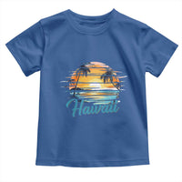 Retro Sunset Palm Tree Hawaii Toddler T Shirt Tropical Vacation Graphic