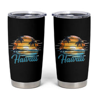 Retro Sunset Palm Tree Hawaii Tumbler Cup Tropical Vacation Graphic