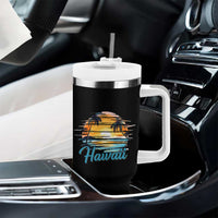 Retro Sunset Palm Tree Hawaii Tumbler With Handle Tropical Vacation Graphic