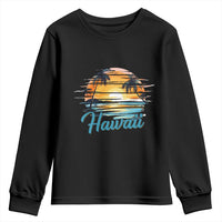 Retro Sunset Palm Tree Hawaii Youth Sweatshirt Tropical Vacation Graphic