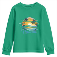 Retro Sunset Palm Tree Hawaii Youth Sweatshirt Tropical Vacation Graphic