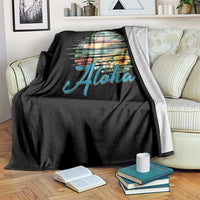 Vintage Hawaii Hibiscus Floral Throw Blanket Tropical Beach Vacation Graphic