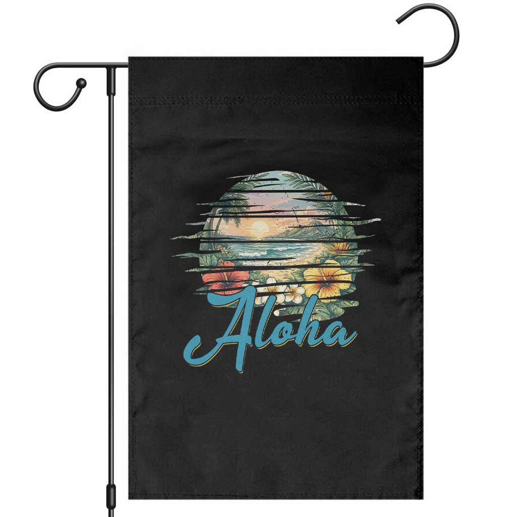 Vintage Hawaii Hibiscus Floral Garden Flag Tropical Beach Vacation Graphic