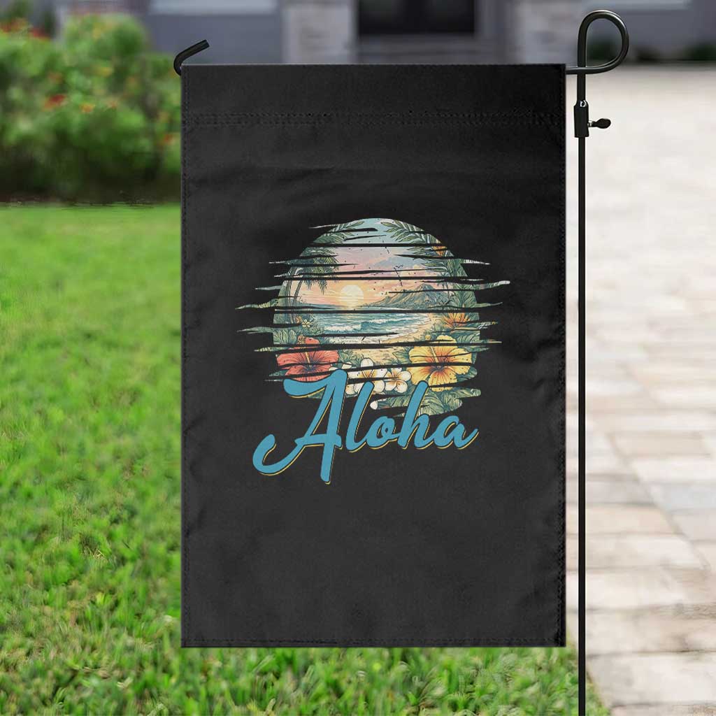 Vintage Hawaii Hibiscus Floral Garden Flag Tropical Beach Vacation Graphic