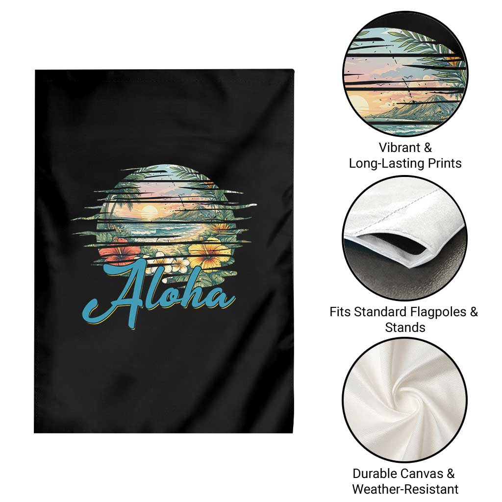 Vintage Hawaii Hibiscus Floral Garden Flag Tropical Beach Vacation Graphic