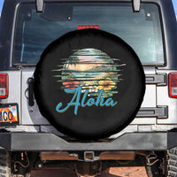 Vintage Hawaii Hibiscus Floral Spare Tire Cover Tropical Beach Vacation Graphic