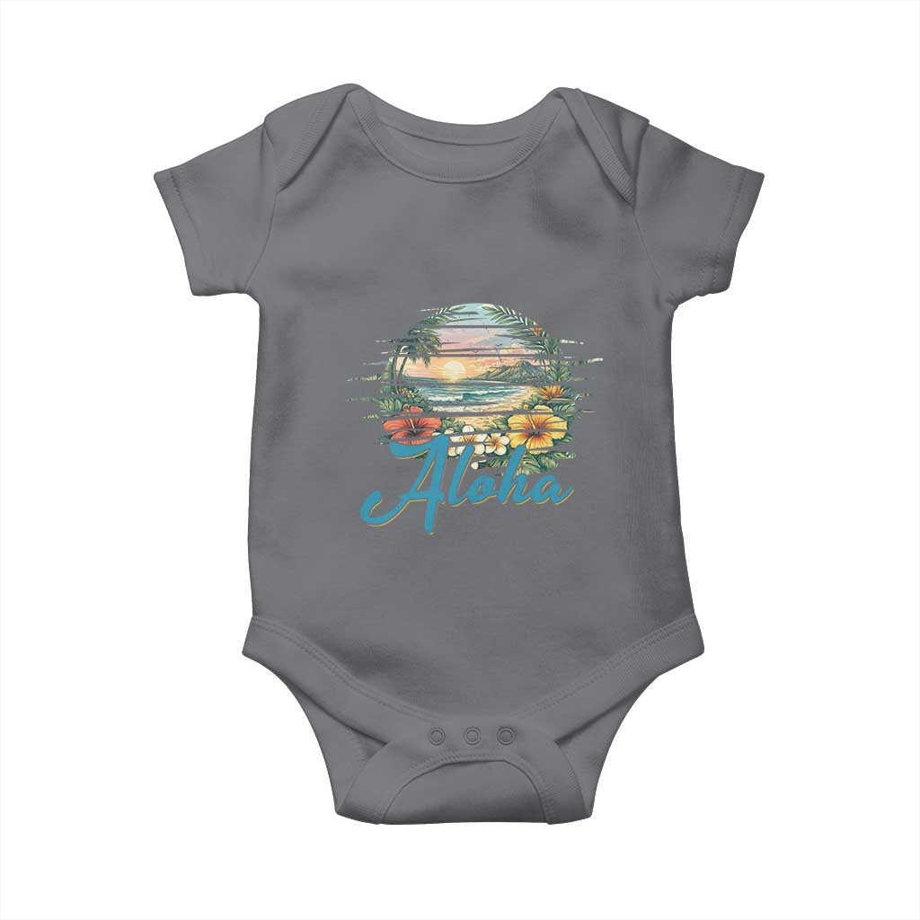 Vintage Hawaii Hibiscus Floral Baby Onesie Tropical Beach Vacation Graphic