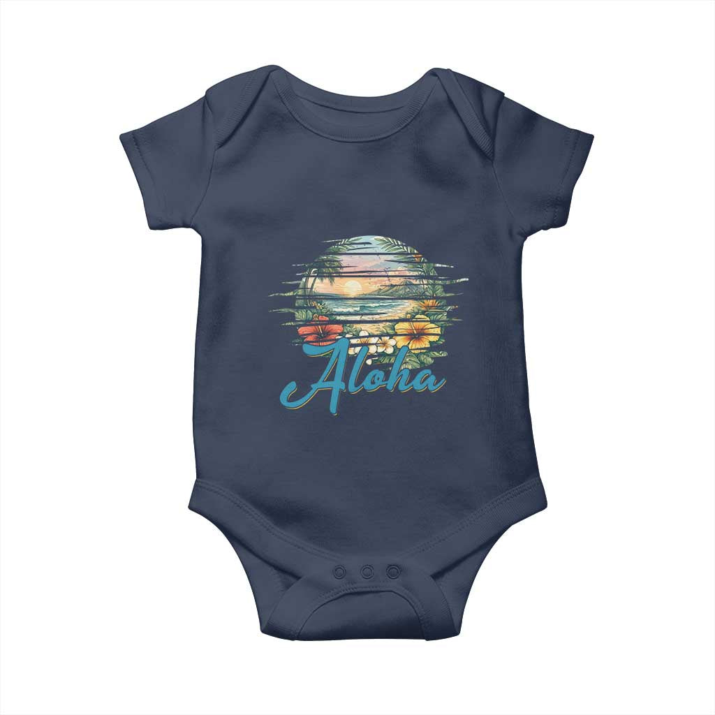Vintage Hawaii Hibiscus Floral Baby Onesie Tropical Beach Vacation Graphic