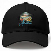 Vintage Hawaii Hibiscus Floral Baseball Cap Tropical Beach Vacation Graphic