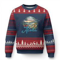 Vintage Hawaii Hibiscus Floral Ugly Christmas Sweater Tropical Beach Vacation Graphic