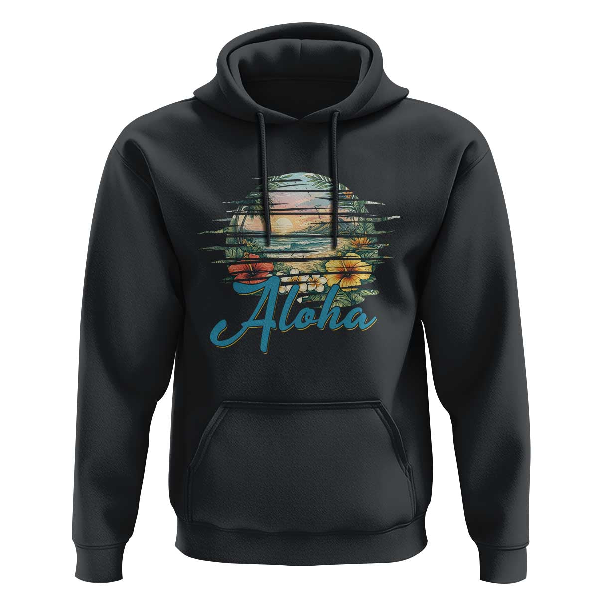 Vintage Hawaii Hibiscus Floral Hoodie Tropical Beach Vacation Graphic
