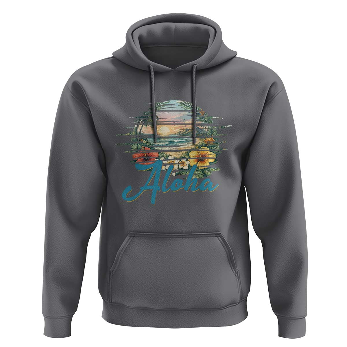 Vintage Hawaii Hibiscus Floral Hoodie Tropical Beach Vacation Graphic