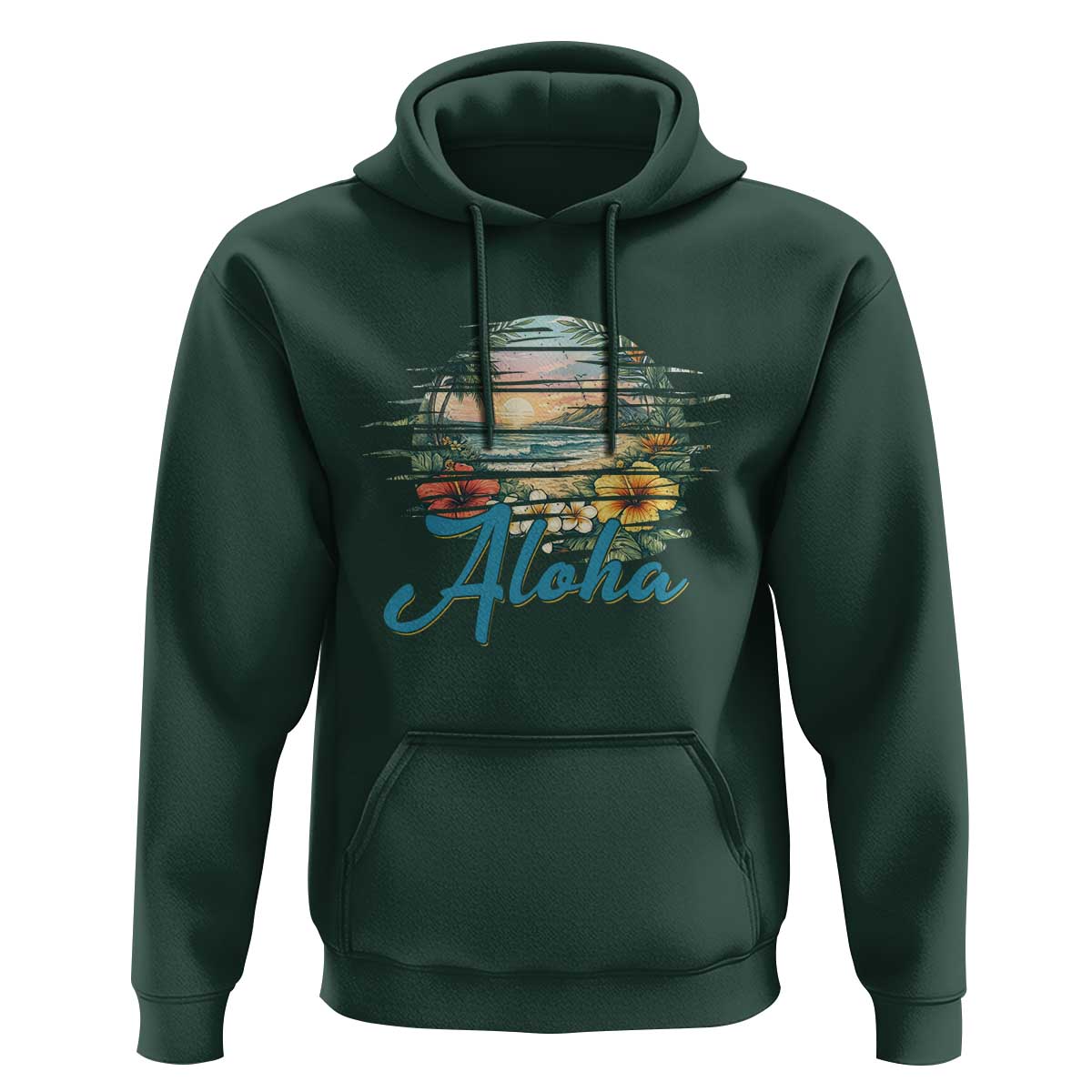 Vintage Hawaii Hibiscus Floral Hoodie Tropical Beach Vacation Graphic