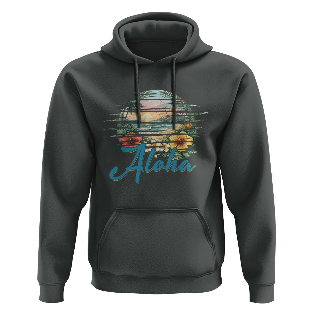Vintage Hawaii Hibiscus Floral Hoodie Tropical Beach Vacation Graphic