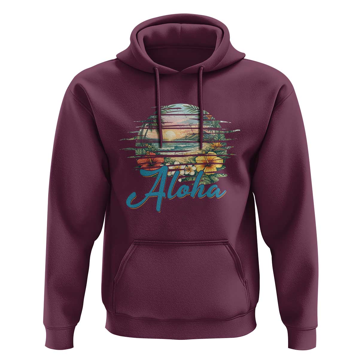 Vintage Hawaii Hibiscus Floral Hoodie Tropical Beach Vacation Graphic