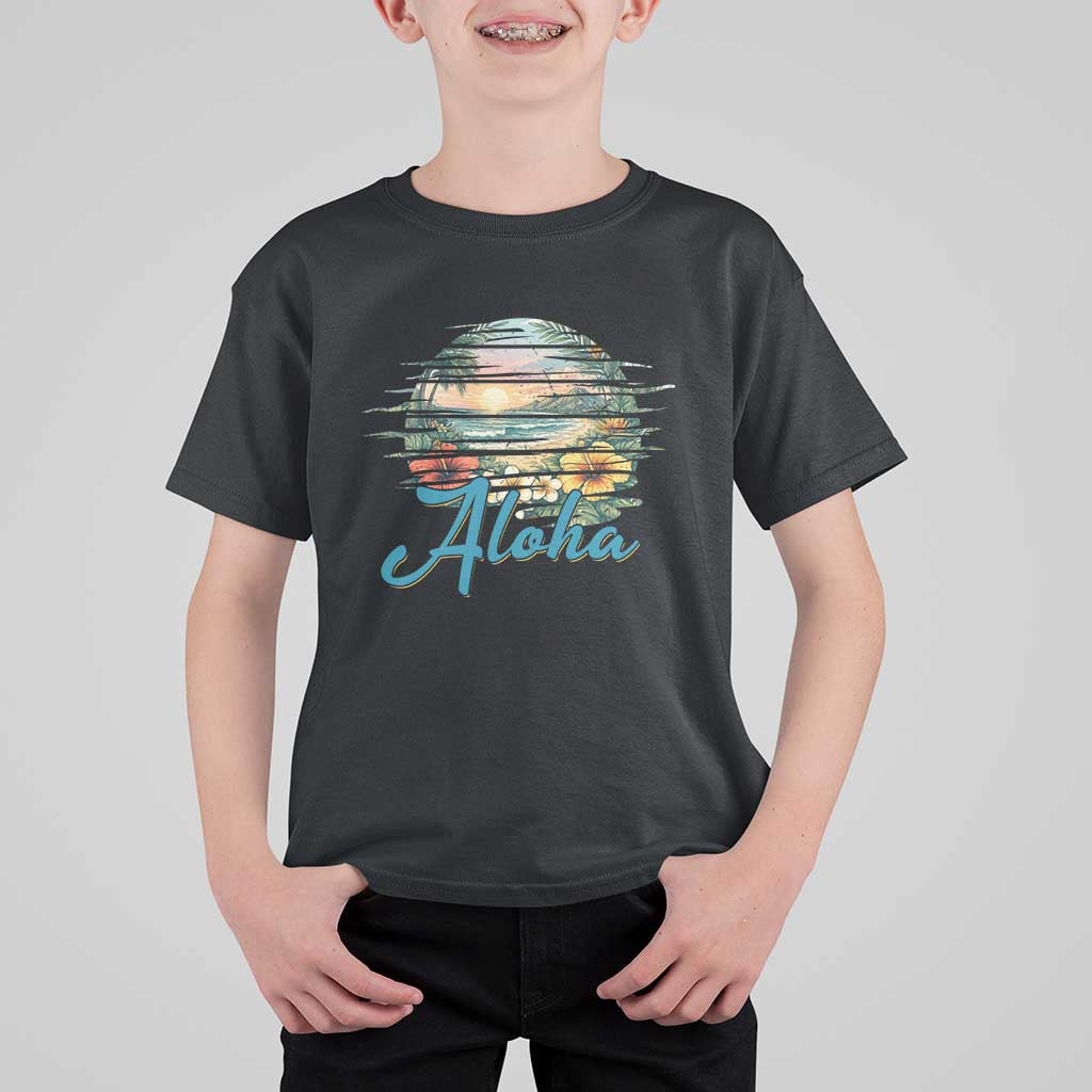Vintage Hawaii Hibiscus Floral T Shirt For Kid Tropical Beach Vacation Graphic