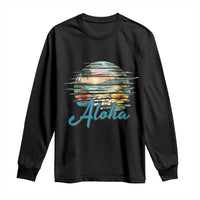 Vintage Hawaii Hibiscus Floral Long Sleeve Shirt Tropical Beach Vacation Graphic