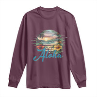 Vintage Hawaii Hibiscus Floral Long Sleeve Shirt Tropical Beach Vacation Graphic