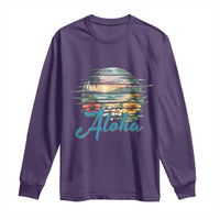 Vintage Hawaii Hibiscus Floral Long Sleeve Shirt Tropical Beach Vacation Graphic