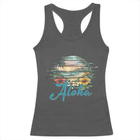 Vintage Hawaii Hibiscus Floral Racerback Tank Top Tropical Beach Vacation Graphic