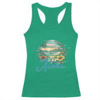 Vintage Hawaii Hibiscus Floral Racerback Tank Top Tropical Beach Vacation Graphic