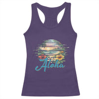Vintage Hawaii Hibiscus Floral Racerback Tank Top Tropical Beach Vacation Graphic
