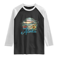 Vintage Hawaii Hibiscus Floral Raglan Shirt Tropical Beach Vacation Graphic