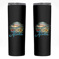 Vintage Hawaii Hibiscus Floral Skinny Tumbler Tropical Beach Vacation Graphic
