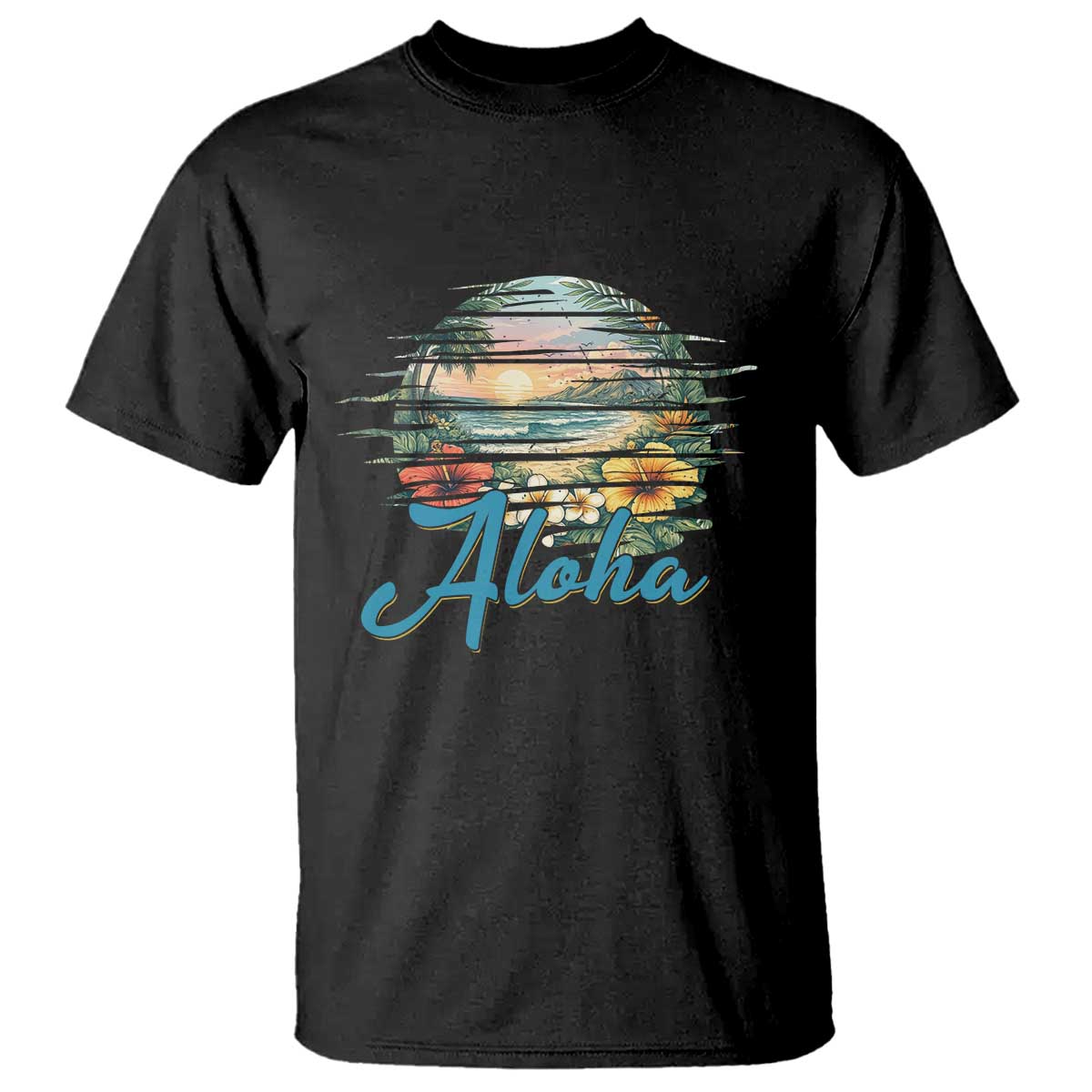 Vintage Hawaii Hibiscus Floral T Shirt Tropical Beach Vacation Graphic