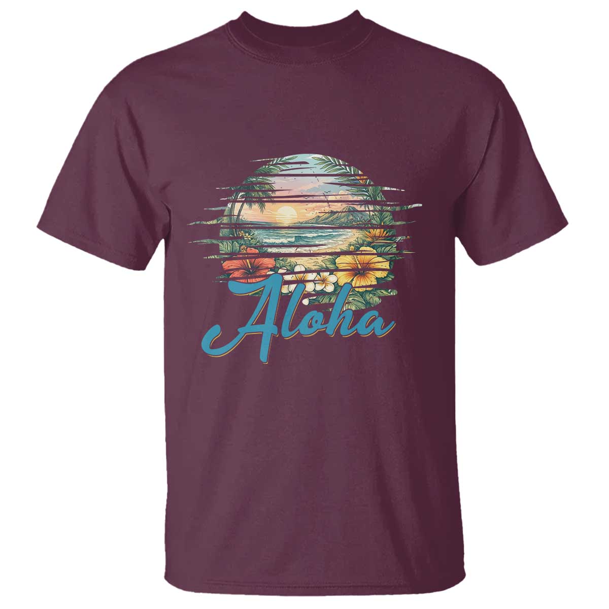 Vintage Hawaii Hibiscus Floral T Shirt Tropical Beach Vacation Graphic