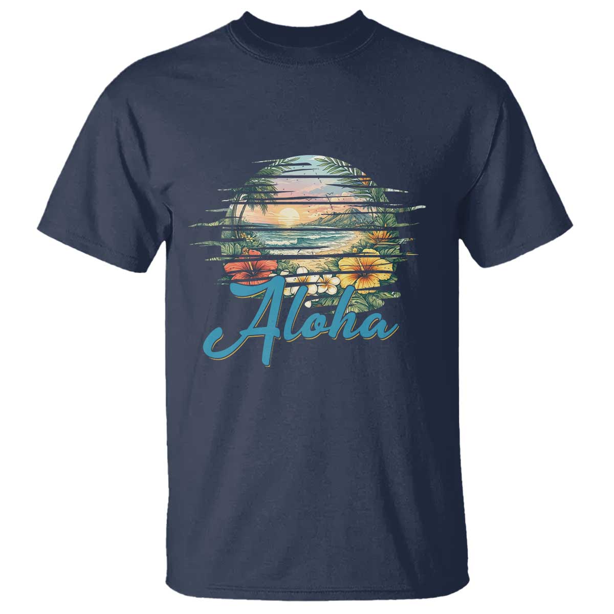 Vintage Hawaii Hibiscus Floral T Shirt Tropical Beach Vacation Graphic
