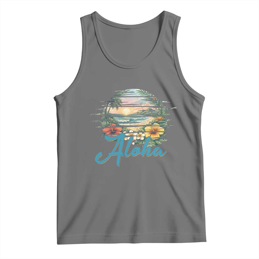 Vintage Hawaii Hibiscus Floral Tank Top Tropical Beach Vacation Graphic
