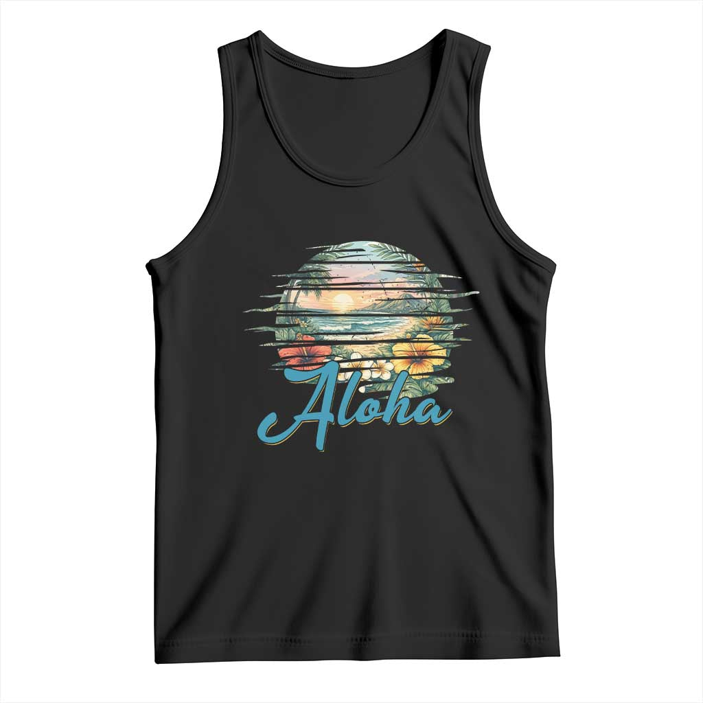 Vintage Hawaii Hibiscus Floral Tank Top Tropical Beach Vacation Graphic