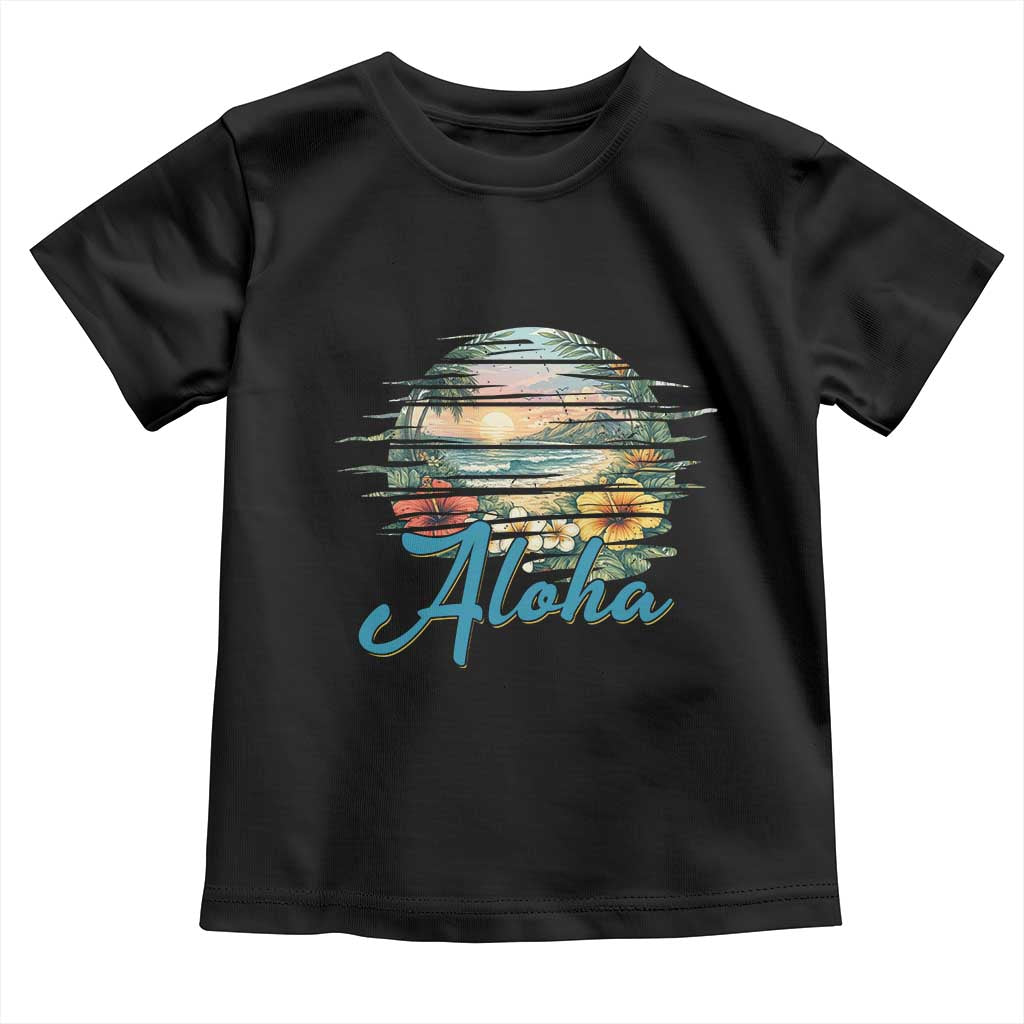 Vintage Hawaii Hibiscus Floral Toddler T Shirt Tropical Beach Vacation Graphic
