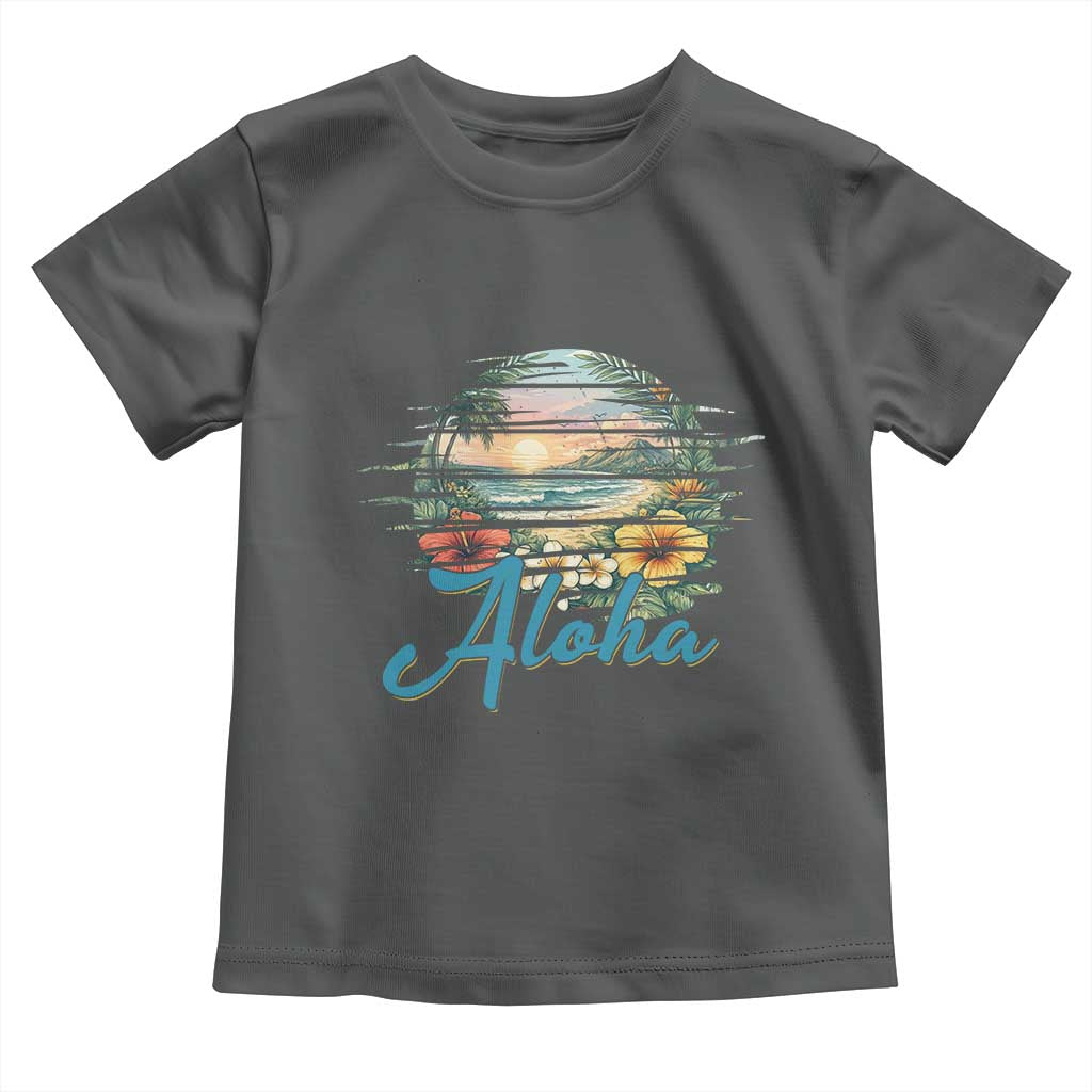 Vintage Hawaii Hibiscus Floral Toddler T Shirt Tropical Beach Vacation Graphic