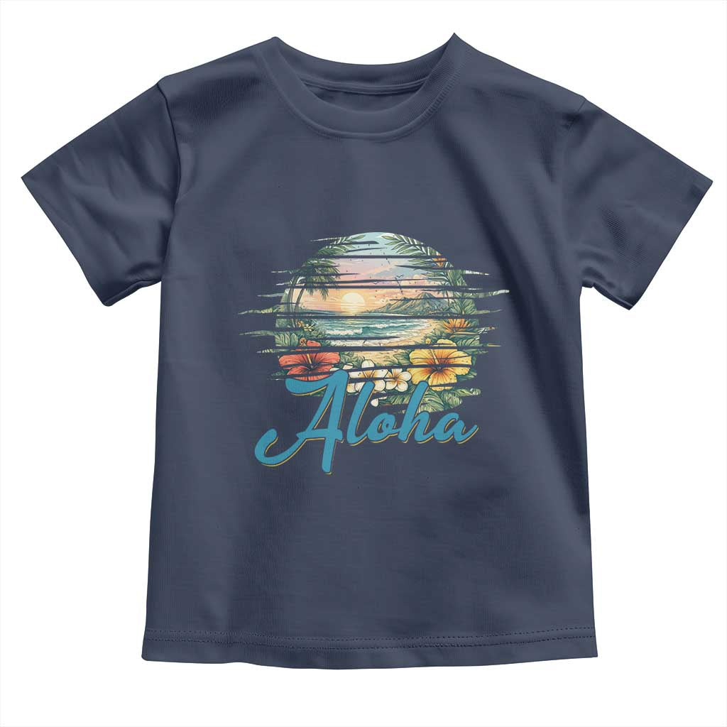 Vintage Hawaii Hibiscus Floral Toddler T Shirt Tropical Beach Vacation Graphic